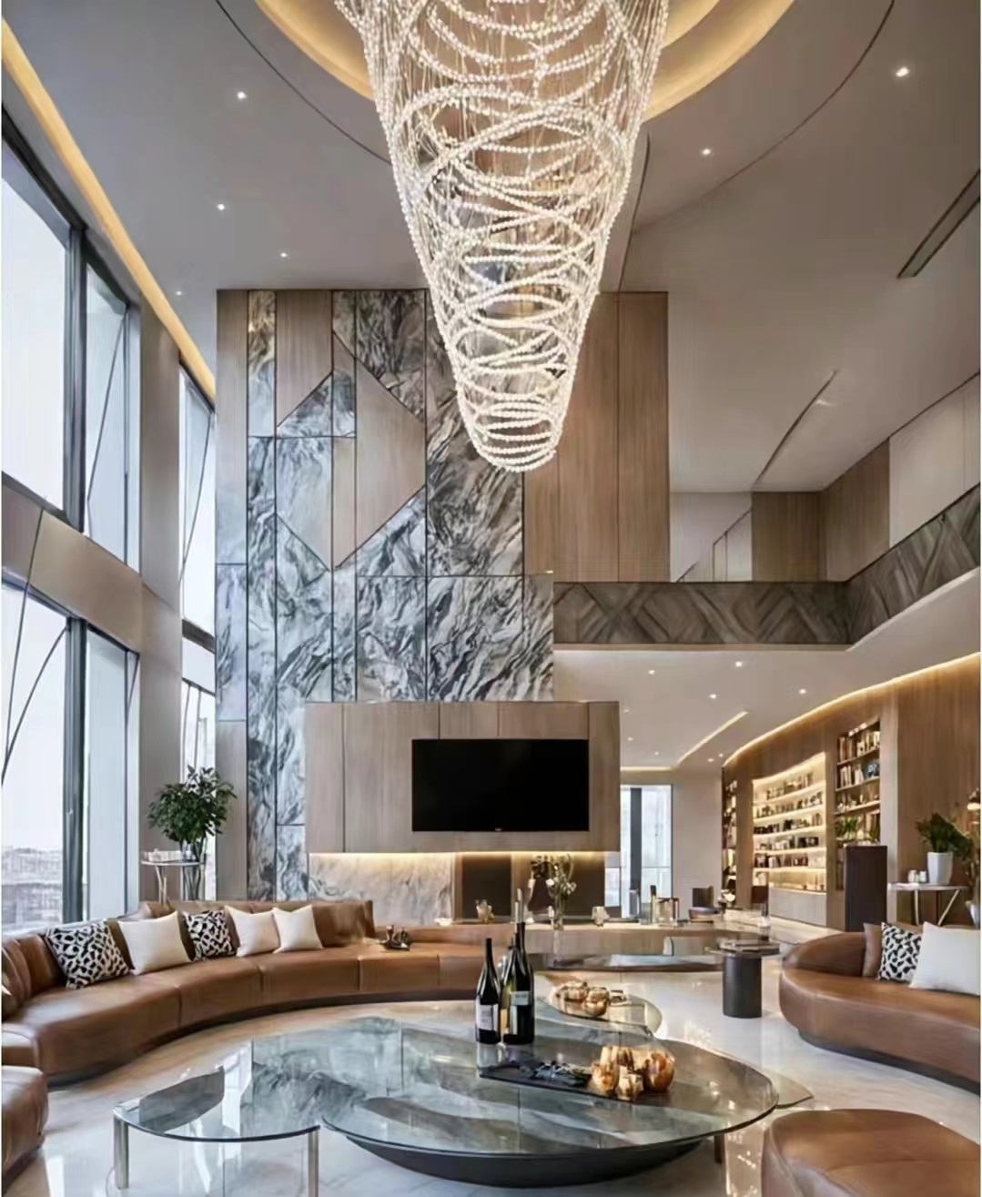 Dutti LED Modern Acrylic Pipe Chandelier: Spiral Bespoke Pendant Lighting Unique Design for Villa Lobby